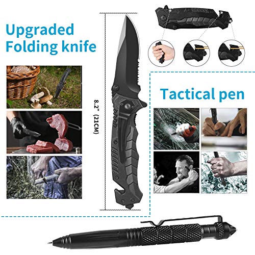 JINAGER Survival Gear Kits Outdoor Survival Gear Tool for Trip,with Fire Starter, Whistle, Wood Cutter, Tactical Pen for C...