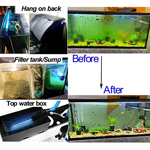 3W Aquarium Clean Light Fish Tank Algae Clean Light Green Water Clean Fish Tank Water Clean Lamp for Sump Pond Filter Tank