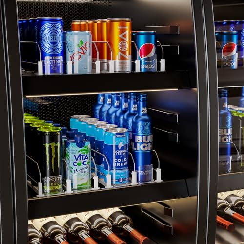 Puricon Drink Organizer for Fridge Pusher Glide, Spring Loaded Fridge Drink Dispenser, Self Pushing Soda Can Organizer for...