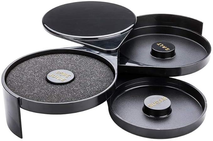 Restaurantware Bar Lux 7.8 x 6.3 x 2.8 Inch Bar Glass Rimmer 1 With 3 Swing Out Compartments Cocktail Glass Rimmer - With ...