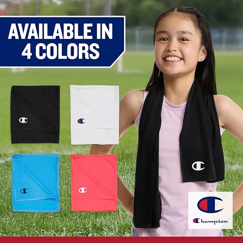 Champion Face & Neck Towel for Active Cooling (White), 34"x10" Lightweight Cooling Neck Wrap for Yoga, Hiking, and Outdoor...