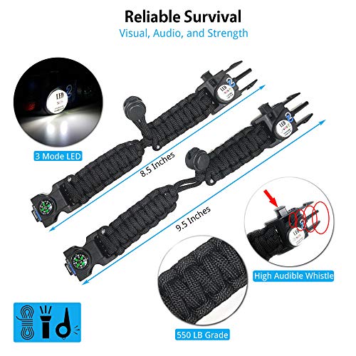 Nexfinity One Survival Paracord Bracelet - Tactical Emergency Gear Kit with SOS LED Light, 550 Grade, Adjustable, Multitoo...
