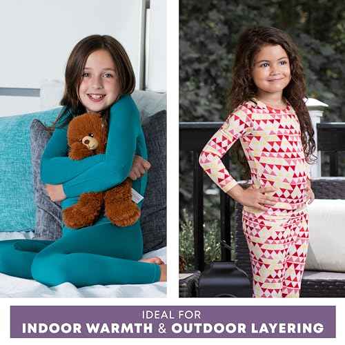 Rocky Thermal Underwear Kids Girls Thermal Underwear Set Toddler Long Johns kid Thermals Kid Base Layer kids thermals top bottom set Winter Clothes Shirt Pants Ski/Extreme Cold (Red Plaid, XS, Heavy)