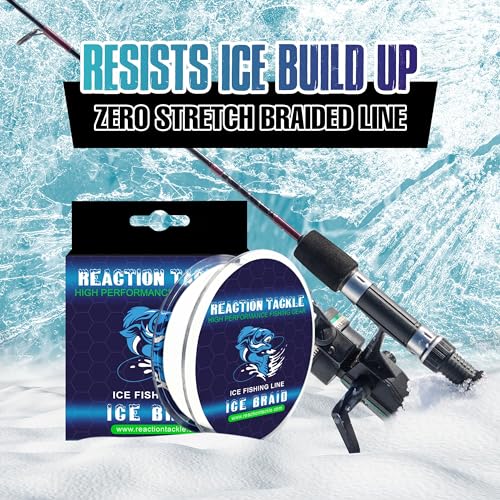 Reaction Tackle Ice Fishing Braided Fishing Line, Tip-Up Line, 8 Strands, Zero Memory Super Stong Pro Grade Power Ice Brai...