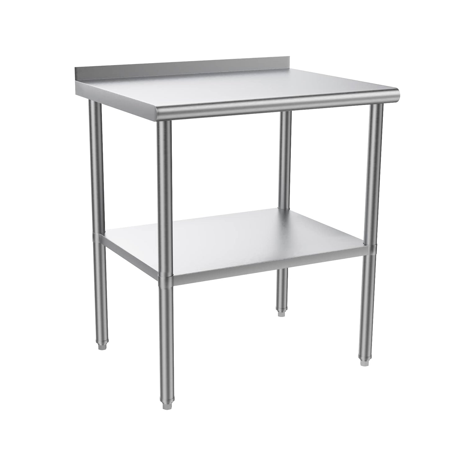 ROVSUN 30'' x 24'' Stainless Steel Table for Prep & Work,Commercial Worktables & Workstations, NSF Heavy Dut Metal Table with Adjustable UnderShelf & Backsplash for Kitchen, Restaurant,Home,Hotel