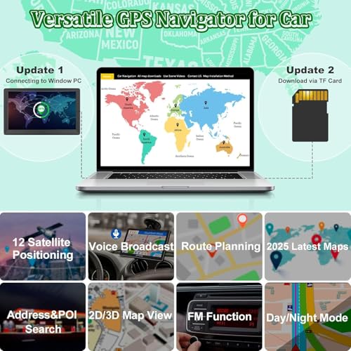 GPS Navigator for Car Truck RV - 9 Inch HD Navigation System with 2025 Maps, Speed Alert, Red Light Warning, Custom Truck ...