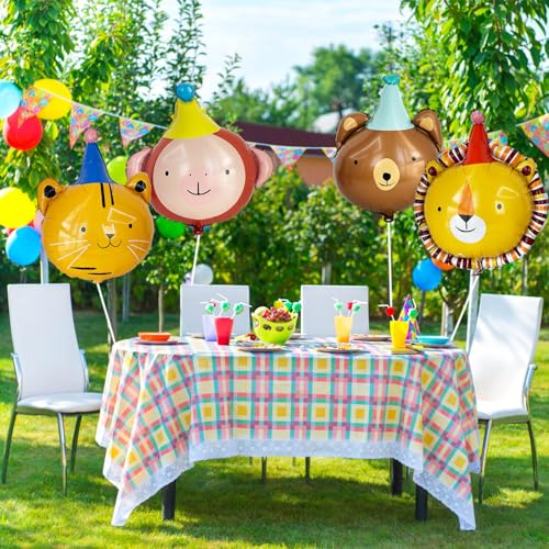 Animal Head Foil Balloon Kit, Lion Bear Monkey Cat foil balloon, Birthday Party Decorations, Baby Shower Supplies (Animal ...