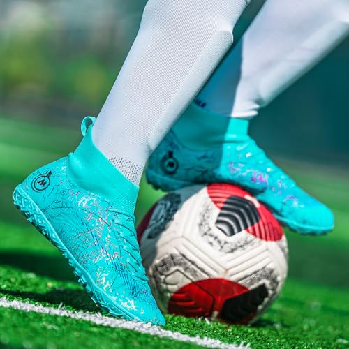 JUNNMRE Mens Womens Soccer Cleats Youth Soccer Shoes Football Shoes High-Top Football Cleats Outdoor/Indoor Athletic Shoes...