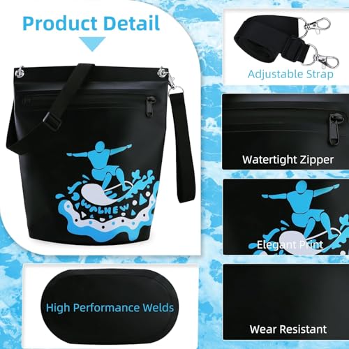 Waterproof Dry Bag with Watertight Zipper, Lightweight Pouch, IPX5 Crossbody Dry Sack for Kayaking, Beach, Boating, Campin...