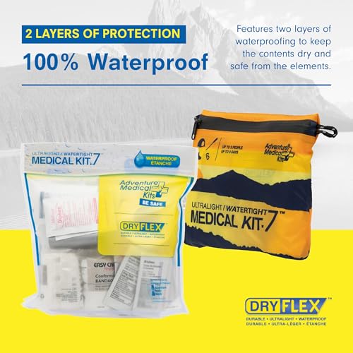 Adventure Medical Kit Ultralight/Watertight Medical Kit .7 - Up to 3 People, Up to 3 Days - Includes Bandages, Blister Ess...