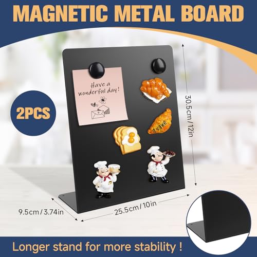 2 Pcs Large Magnetic Bulletin Board with Stand, 12x10inch Metal Magnet Display Board, Tabletop Memo Board, Memo Display Ea...