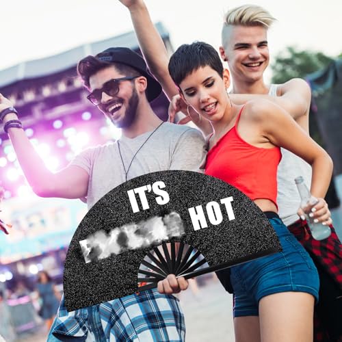 Vercraft 13'' Large Folding Fans for Line Dancing Glitter Large Rave Hand Fan Boots on the Ground Clack Rave Fan for Women...