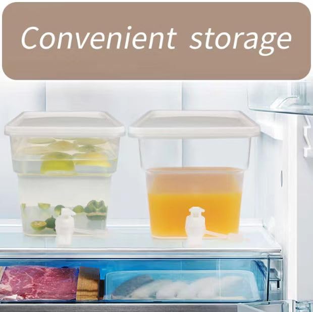 AiSmRu 2 Pcs 1.3 Gallon Fridge Beverage Drink Dispenser with Spigot, Slim Plastic Water Dispenser Cold Drink Dispenser Lea...