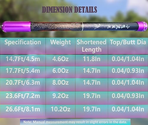 Carbon Fiber Telescopic Fishing Rod 26.6FT Portable Ultralight Fly Rod Tenkara Rods Collapsible Bass Crappie Full Kit Pock...