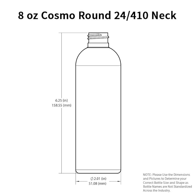 429 PCS Empty White HDPE Bottle 8oz - Cosmo Round Plastic Bottles - 24/410 Neck Black Disc Cap - 24 mm Foil Pressure Seal for Freshness and Leak Prevention - Phthalate Free Approved for Safe Cosmetics