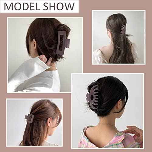12 Pack Hair Claw Clips include 4.1 inch Large Clip and 2 inch Small Clip for Thick Thin Hair, Strong Hold jaw clip Big Non-slip Matte Hair Clips for Women,Neutral Colors¡¦