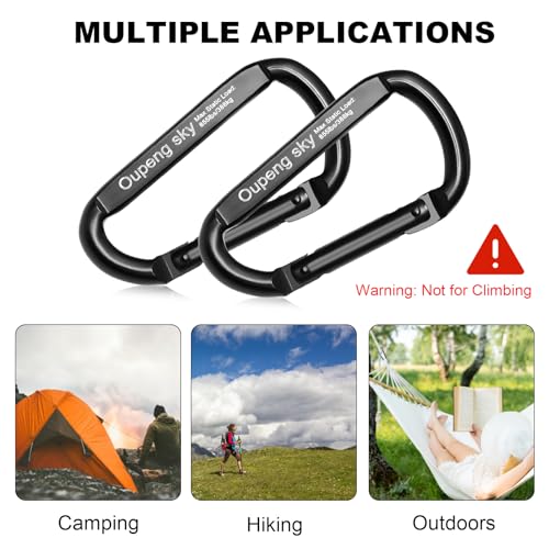 Carabiner Clip, 855lbs,3" Iron Heavy Duty Caribeaners for Hammocks, Camping Accessories,Hiking,Keychains,Outdoors and Gym ...