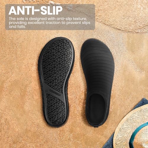 SEEKWAY Water Shoes Women Men Adult Quick-Dry Aqua Socks Barefoot Non Slip for Beach Swim River Pool Lake surf Black SK002(U)