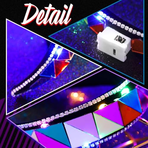 ACEDRE Colorful Light Up Rave Headbands Glow Mirror Headpiece Nightclub Costume Hair Accessories for Women