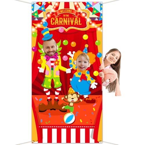 Carnival Circus Party Decorations Carnival Photo Booth Props Circus Theme Photo Door Banner Clown Joker Large Photo Backdr...