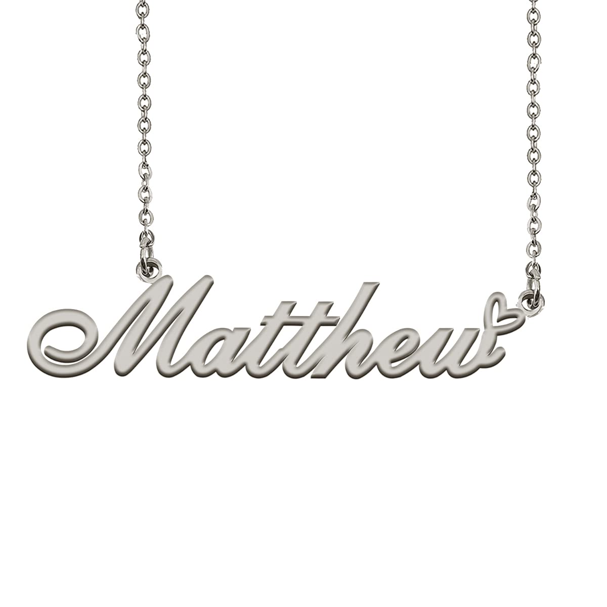 HUAN XUN Initial Name Necklaces Silver for Women Matthew Necklace Heart Pendant Jewelry for Christmas