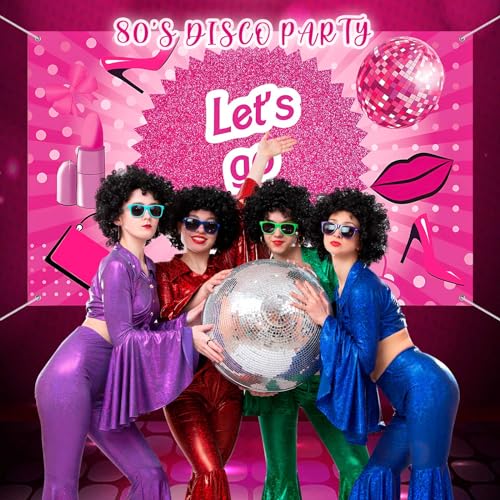 Hot Pink Let's Go Party Banner,Pink Photo Booth Props,Princess Birthday Backdrop,Pink Background Backdrop Bachelorette Par...