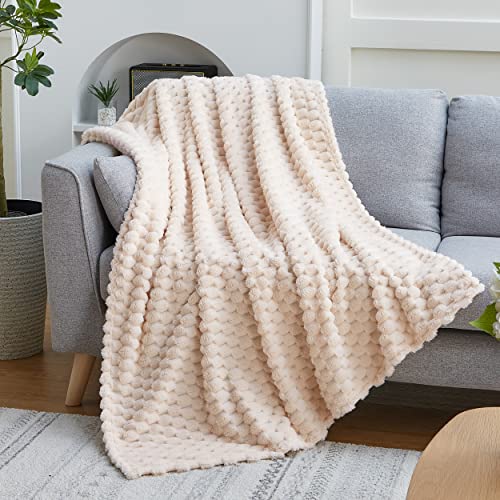 EXQ Home Fleece Throw Blanket for Couch or Bed - 3D Imitation Turtle Shell Jacquard Decorative Blankets - Cozy Soft Lightw...