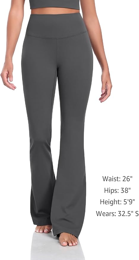 HeyNuts Harmony Flare Leggings 29"/30.5"/32.5"/34.5", High Waisted Tummy Control Wide Leg Bootcut Yoga Pants Lounge Soft