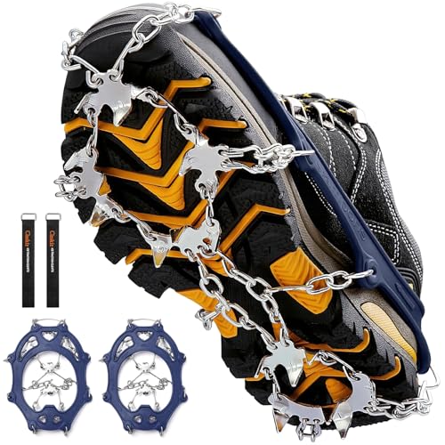 Crampons Ice Cleats Traction Snow Grips for Boots Shoes Women Men Anti Slip 19 Stainless Steel Spikes Safe Protect for Hik...