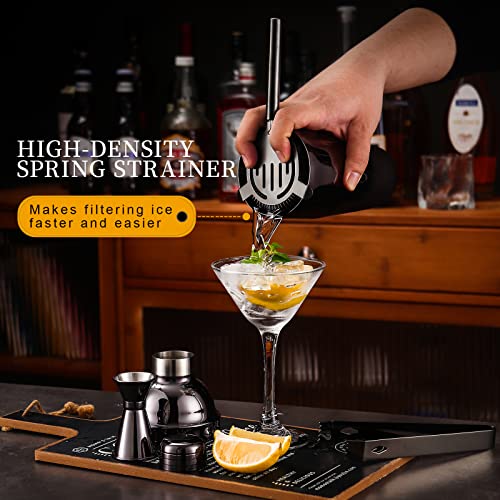 Bartender Kit with Bamboo Stand, 12 Piece 25oz Cocktail Shaker Set with All Essential Bar Tools Set for Drink Mixing, Idea...