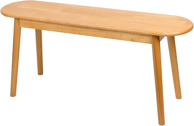 Cttasty Entryway Bench, Solid Wood Dining Bench, Midcentury End of Bed Bench w/Rounded Corner, Outdoor Bench w/Robust Construction, Bedroom Bench, 10.24" W x 17.72" H（Natural 39.4inches）