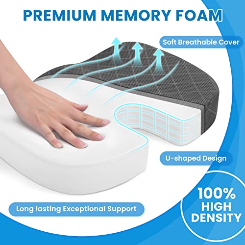 TushGuard Seat Cushion - Memory Foam Cushion for Office Chair, Car Seat, Airplane, Bleacher - Sciatica & Hip & Coccyx Pain...