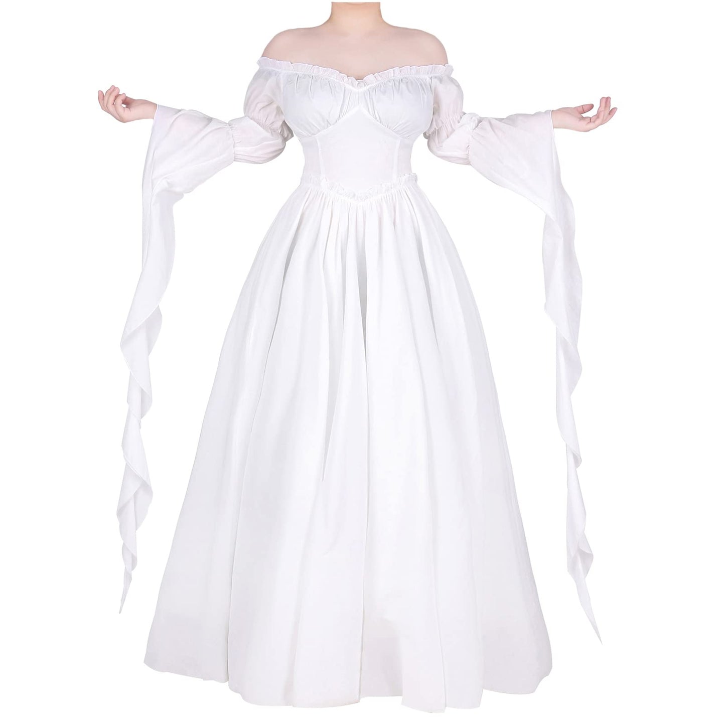 Vibsion Medieval Renaissance Dress Renaissance Faire Costume for Women Victorian Gothic Witch Wedding Dresses S/M