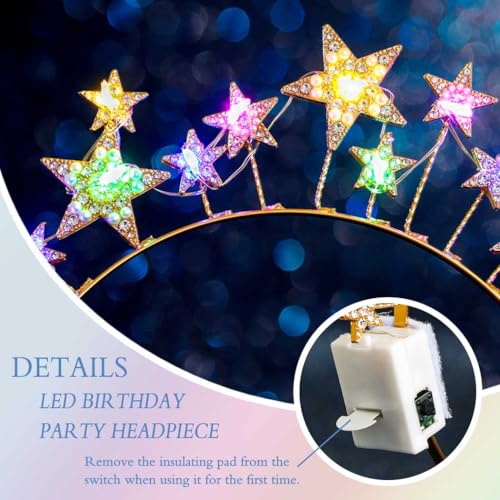 Uranian Light Up Star Halo Crowns LED Rhinestone Headbands Gold Star Hairbands Glow Festival Brithday Party Favor Hair Acc...