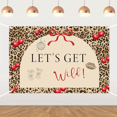 Let's Get Wild Backdrop Leopard Photography Background Cherry Cheetah Backdrop for Jungle Safari Animal Birthday Bachelore...