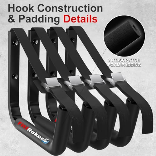 FitiRoker Kayak Storage Rack – 100LB Heavy Duty Kayak Wall Mount with Foam Padding & Straps | Kayak Rack for Garage, Wall ...
