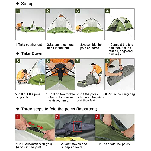 Night Cat Instant Popup Tents 2-3 Persons with Footprint Tarp Easy Setup Camping Tent with Rainfly Double Layers Waterproo...