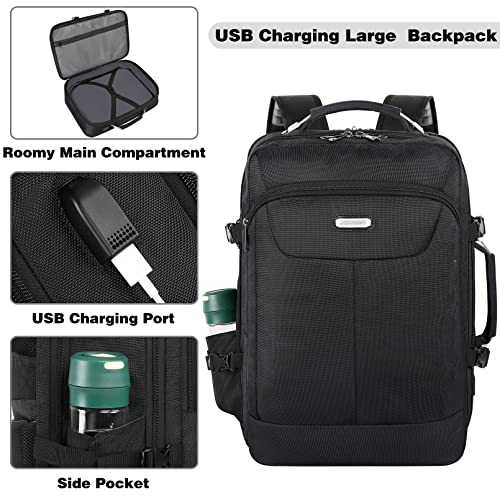 Carry on Backpack, Extra Large 50L Airline Approved TSA Travel Backpacks with 3 Packing Cubes for Women Men, USB Charging ...