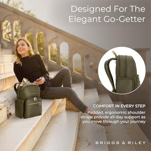 Briggs & Riley Medium Backpack for Women & Men - Daypack for Work, Personal Item Travel Bag, Carry On Size, Lightweight & ...
