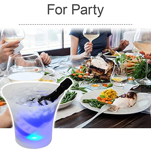 Japard LED 5L Ice Bucket Serving Tray, Light up Ice Basket - Large Capacity, Lightweight, 7 Colors Illuminating for Home P...