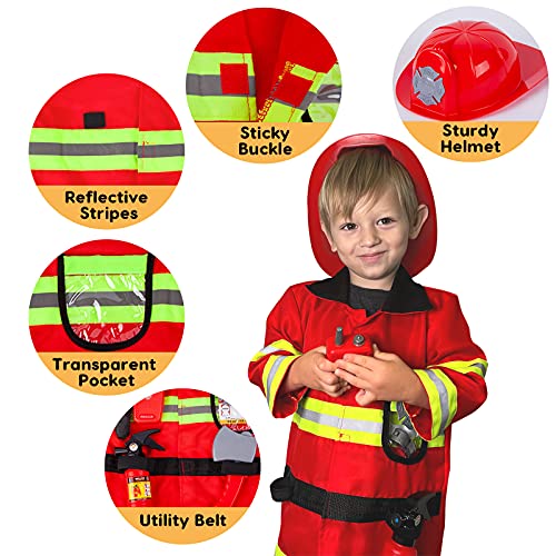 Liberry Fireman Costume for Kids 3 4 5 Years Old, Firefighter Tools with Fire Extinguisher, Pretend Play Toy Gift for Todd...