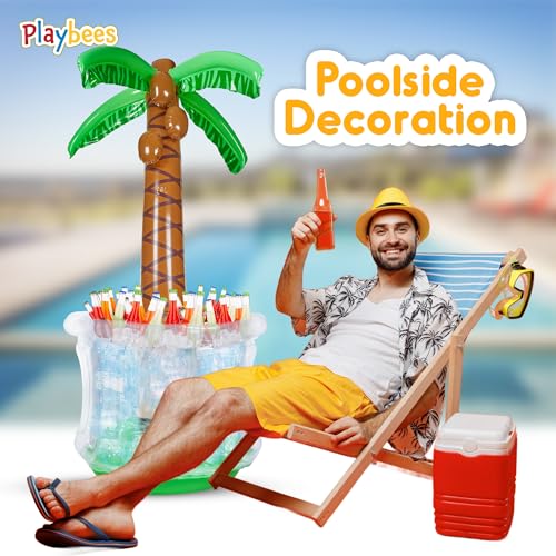 Inflatable Palm Tree Cooler 60" - Blow Up Palm Tree Luau Hawaiian Tropical Beach Theme Summer Swimming Pool Party Decorati...