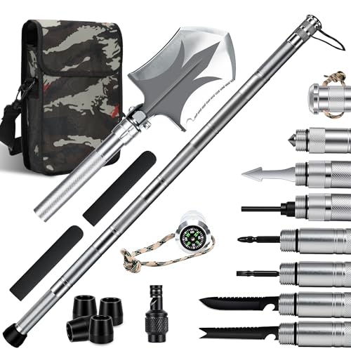 Hiking Tactical Stick, Walking Staff with 16 in 1 Outdoor Multitool Gear, All-Terrain Camping Gear for Hiking & Trekking, ...