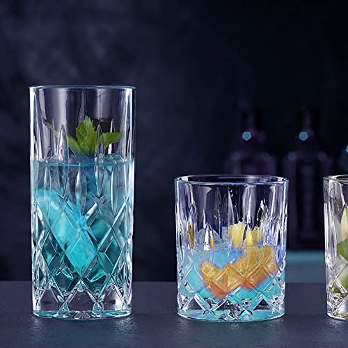 Claplante Drinking Glasses, 12 Piece Crystal Glass Cups, Mixed Glassware Set, 6 pcs Crystal Old Fashioned 11oz Highballs a...