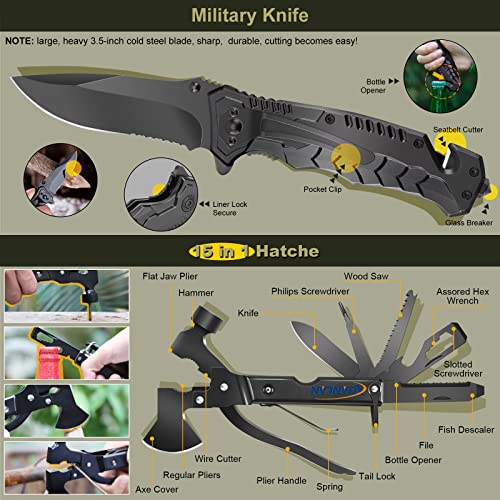 XUANLAN Emergency Survival Kit, Outdoor Survival Gear Tool with Survival Bracelet, Fire Starter, Whistle, Wood Cutter, Wat...