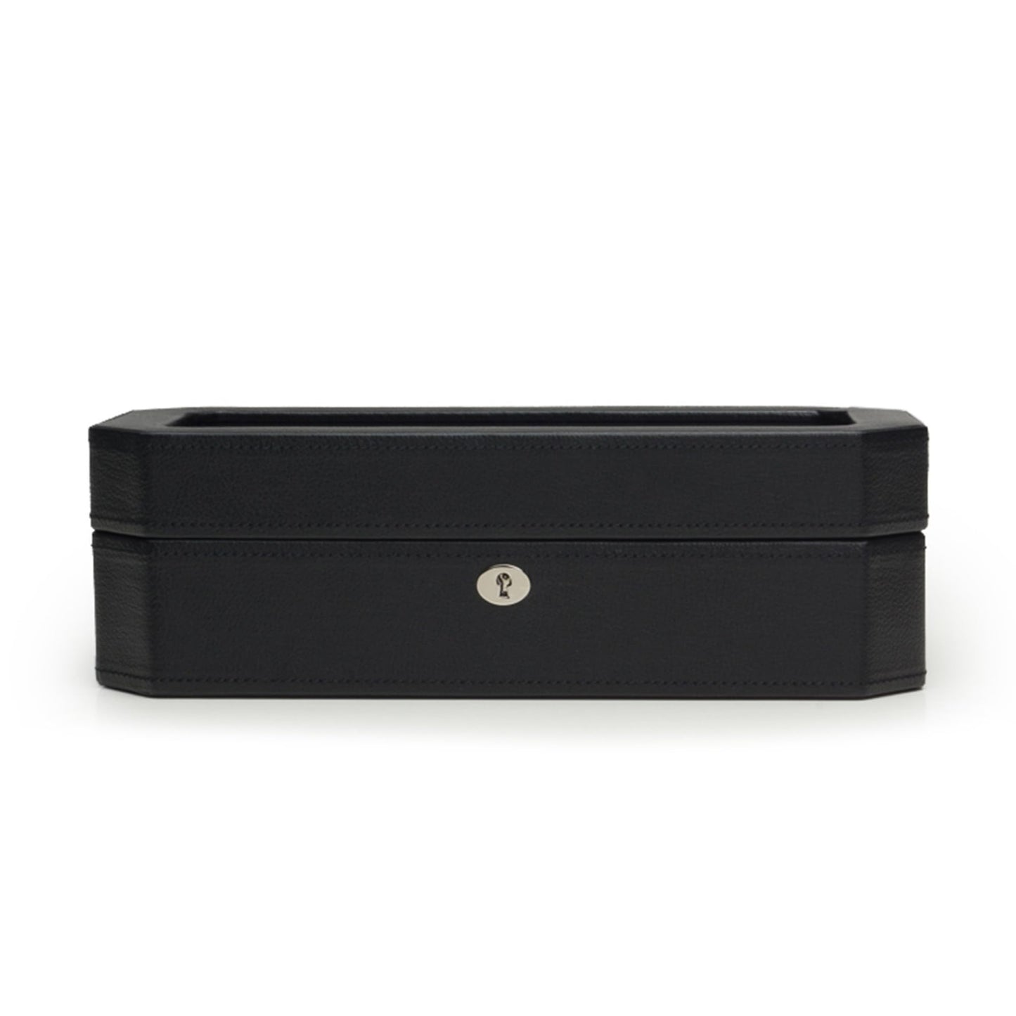 WOLF Windsor 5-Piece Watch Box, Black - Features Five Watch Compartments & Vegan Leather Exterior