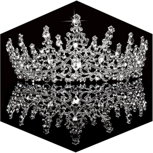 TOBATOBA Silver Wedding Crystal Tiaras and Crowns for Women, Bride Royal Queen Headband Princess Quinceanera Headpieces fo...