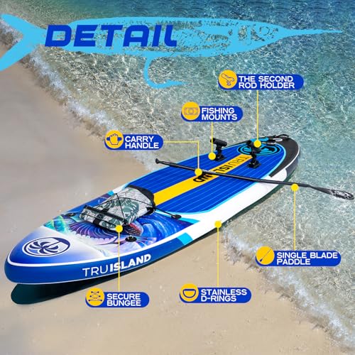 TRUISLAND Inflatable Paddle Board, Stand Up Paddle Board with Backpack, Non-Slip Thickened Deckpad, Waterproof Phone Case,...