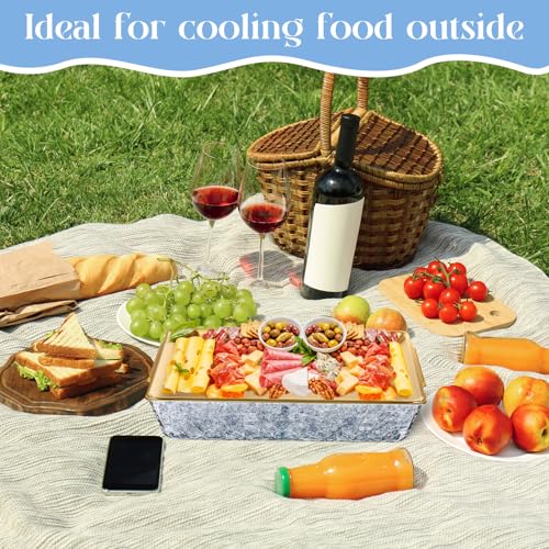 Baderke 1 Set 16" x 9.45'' Chilled Serving Tray for Parties with Compartments Rectangle Serving Dish Ice Charcuterie Party...
