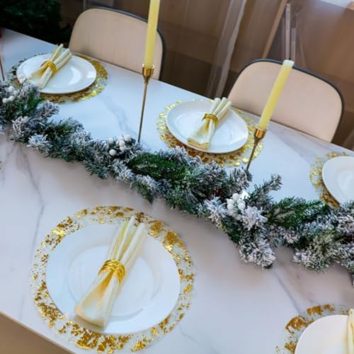 Snowkingdom Gold Placemats Set of 50 Round 13 Inch Foil Mesh Pressed Bulk Disposable Fall Table Mates 50 Pack Gold Doilies...